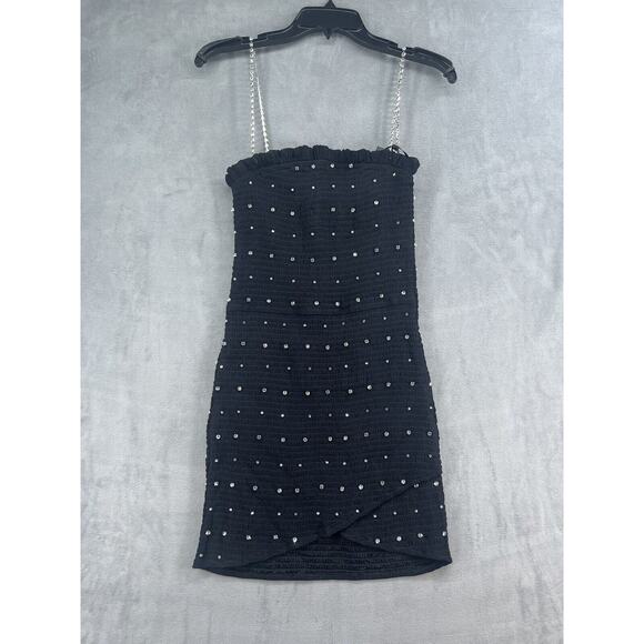 Retrofête Adara Dress Size Medium Black Mini embellished Sheath dress - Picture 3 of 14